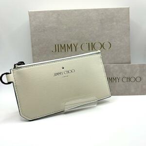 【極美品】JIMMY CHOOジミーチュウ カードケース コインケース ミニ財布 カーフINGO ホワイト 白 箱付き レディース