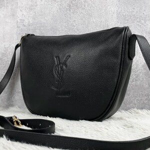 極美品 Yves saint Laurent イヴサンローラン ショルダーバッグ クロスボディ サコッシュ 肩掛け キャンバス レザー YSL 多収納 ステッチ