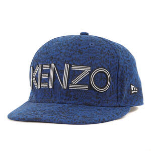 KENZO ケンゾー キャップ サイズ:7 3/4(61.5cm) NEW ERA ロゴ 刺繍 総柄 ベースボールキャップ 59FIFTY ブルー 帽子 コラボ