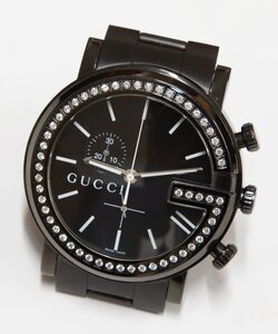 中古　GUCCI メンズ 腕時計 101M Gラウンド クロノグラフ ブラック ダイヤモンドベゼル54石 YA101340