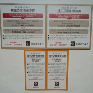 8枚【手渡しで100円】送料無料 11月末まで 東急ホテル エクセルホテル 東急REI 宿泊優待券４枚＋飲食10％割引券４枚 東急ホテルズ 優待券