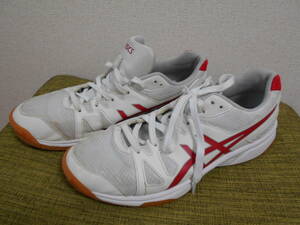 asics TSY102 白×赤 27cm 中古 スニーカー 　アシックス ランニングシューズ