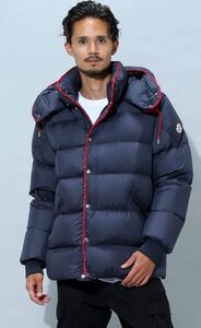 22AW モンクレール ロゴパイピング ナイロン ダウン ジャケット　ダークネイビー　国内正規品　MONCLER　#B4