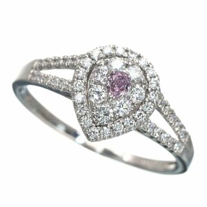 極上の逸品 ▼ Pt900 ピンクダイヤ 0.080ct FANCY PURPLE PINK カラーレスダイヤ 0.35ct リング 2.9g 中宝研ソーティング★30A07