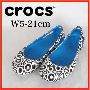 OK0147*crocs*クロックス*レディースバレエシューズ*W5-21cm*黒・白