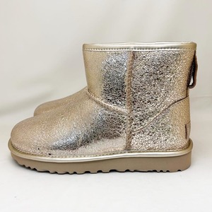 新品 UGG レディースブーツ CLASSIC MINI METALLIC SPARKLE ゴールド 24.0cm