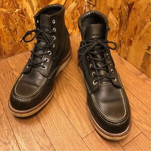 CHIPPEWA モックトゥブーツ US8 25061 日本サイズ約26cm チペワ メンズシューズ 黒 ブラック レザー 本革【4027】K