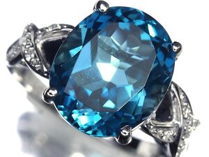 KG13925T【1円～】新品仕上【RK宝石】≪Topaz≫ 深みのあるブルー!! 極上ブルートパーズ 大粒6.6ct!! 極上ダイヤモンド K18WG 高級リング