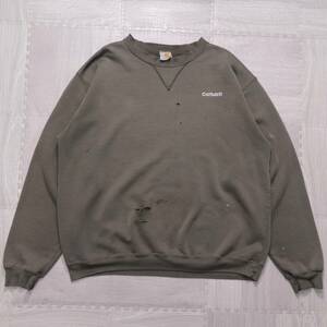 古着 90s Carhartt カーハート フェード スウェット カーキ ボロ グランジ