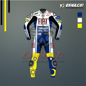 海外 送料込み 　高品質　バレンティーノ・ロッシ　FIAT Yamaha MotoGP 2010 　　レーシングレザースーツ 　 サイズ各種　本革　レプリカ