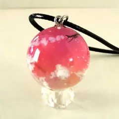 レジン　ネックレス　ハンドメイド　夕暮れ飛行機