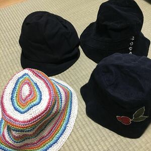 #美品 レディース 帽子 57.5㎝ 4個セット まとめ売り 夏、秋、冬用