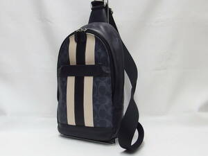 美品★COACH コーチ ネイビー レザー ボディーバッグ ワンショルダー /B6753