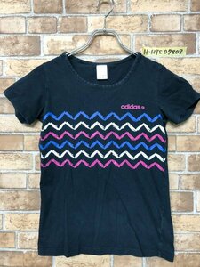 adidas NEO アディダス レディース 手書き風プリント 半袖Tシャツ M 黒 コットン