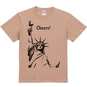 自由の女神（乾杯！）/半袖Ｔシャツ/メンズM/コーラルベージュ・新品・メール便 送料無料