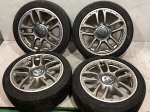 8分山 ダンロップ LEMANSV 195/45R16 80W 2022年 フィアット500純正 16x6.5J +35 4H 98 ハブ径58.1ｍｍ 4本 ノーマルタイヤ