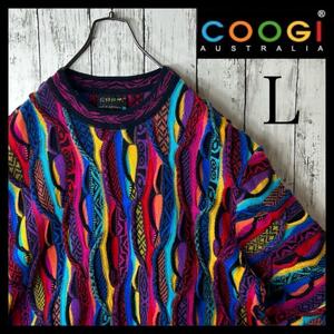 【1点物】COOGI クージー 3Dニット セーター L 総柄 マルチカラー