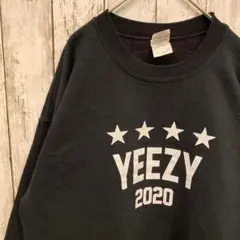 アメリカ古着 プリントスウェットトレーナー YEEZY ブラック L