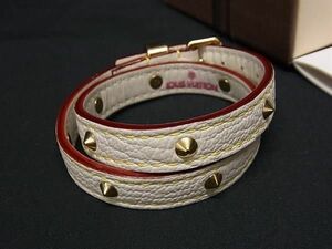 1円 ■美品■ LOUIS VUITTON ルイヴィトン M91846 スハリ ブラスレ ドゥブルトゥール ブレスレット アクセサリー アイボリー系 BF8986