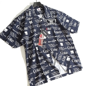 AVIREX アヴィレックス 新品 定1.2万 COKE ICON SHIRTS コカ・コーラ コットン100% 総柄 開襟 シャツ 3123029 010 2XL ▲025▼kkf397us