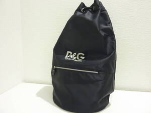 ◆D＆G◆#5488 ドルチェ&ガッバーナ ナイロン リュックサック ナップサック ブラック DOLCE&GABBANA ブランドバッグ 中古品