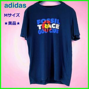 ☆美品☆【adidas】 アディダス Tシャツ 半袖 ネイビー M メンズ ブランド