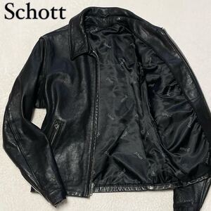 【希少!!】Schott ショット レザージャケット ライダース シングル ブラック 黒 サイズ34