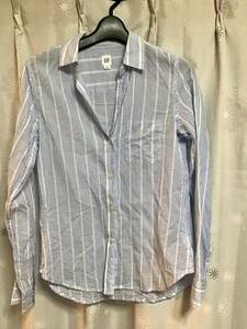 美品【GAP/ギャップ】長袖ストライプ柄シャツ/XS★ブルー★レディース★USED