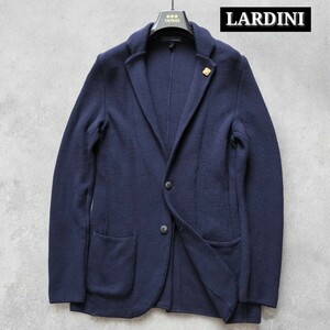 極美品☆LARDINI テーラードジャケット 最高級 ハニカムニットジャケット ネイビージャケット 紺ブレ イタリア製 ブートニエール 2B 1円