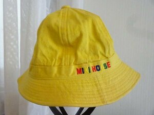 ↑MIKI HOUSE↑男女兼用　キッズ帽子　黄色キャップ　バケットハット　サイズ５２cm　キャップ　帽子　日本製