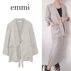 emmi atelier リネン ジャケット ラメ 7分袖