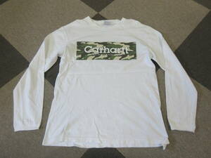 Carhartt 短リブ Tシャツ L カモフラ 白 迷彩 ロングスリーブ 長袖 ロンT カットソー カーハート 05322-0357