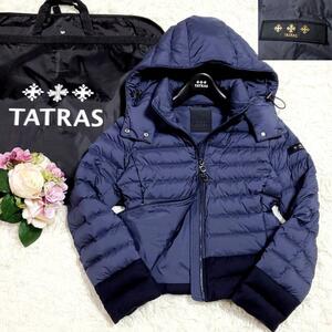 美品 M タトラス 20aw ヴァレナ クロップド ダウンジャケット 紺 フード TATRAS VARENA ショート丈 ネイビー LTK20A4164 02