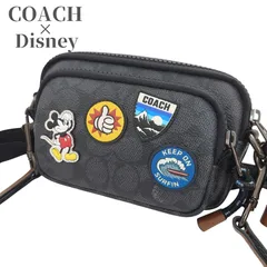 【美品】COACH コーチ Disneyコラボ ペイサー コンバーチブル ダブル ポーチ  シグネチャー ブラック ショルダーバッグ 3921 ユニセックス 中古