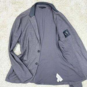 美品◎希少L◎ARMANI EXCHANGE アルマーニ エクスチェンジ テーラードジャケット グレー ストレッチ アンコン 伸縮性