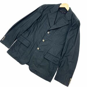 コムデギャルソンオム ☆ COMME des GARCONS HOMME 麻混 リネン テーラード ジャケット ブレザー 墨色 ブラック M 永久不滅 モード■BD48