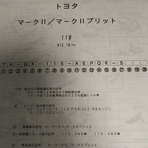 【パーツガイド】　トヨタ　マークⅡ/マークⅡブリッド　(１１#)　Ｈ12.10～　２００５年版 【絶版・希少】