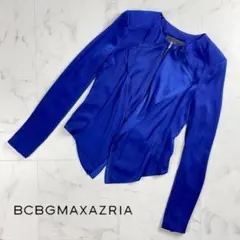 BCBGMAXAZRIA ドレスシャツ リブ ジップ 青 XS*WC1415