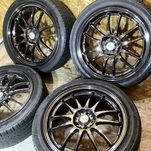 社外 アルミホイール PIAA EUROTECH 17×7J +50 100/5H BRIDGESTONE ECOPIA NH100 215/45R17 2017年製 7〜8分山 プリウス レガシー 等 