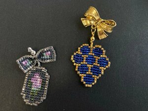 クリックポスト可 ビィンテージ ビーズ織り　ブローチ　ペンダントトップ レディース アクセサリー レトロ コレクション ☆ちょこオク☆