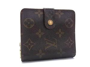 1円 LOUIS VUITTON ルイヴィトン M61667 モノグラム コンパクトジップ 二つ折り 財布 ウォレット 札入れ 小銭入れ ブラウン系 FK2278