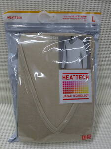 (に-Z2-8000) ユニクロ ヒートテックVネックT ベージュ Lサイズ メンズ 九分袖 HEATTECH UNIQLO 肌着 インナーシャツ 男性 保管品