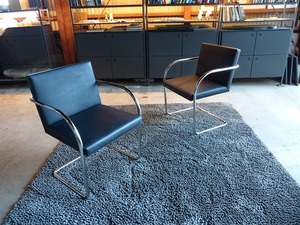 Knoll ノル社製｜ミース ファン デル ローエ ｜ブルーノチェア チューブラー　2脚セット｜レザー｜美品｜73万円相当