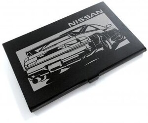 ブラックアルマイト「日産(NISSAN) 180SX 前中期」切り絵デザインのカードケース[CC-105]