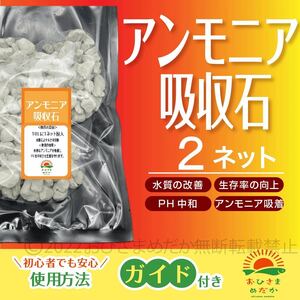 【アンモニア吸着石　2ネット】めだか　PSB　鯉　金魚　クロレラ　熱帯魚　牡蠣殻ミジンコ　ゾウリムシ　メダカ卵稚魚針子水質改善にどうぞ