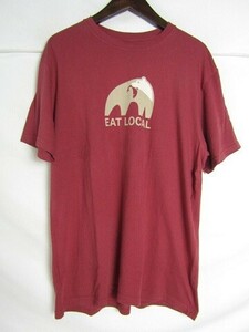 Patagonia　パタゴニア　USA製　EAT LOCAL　プリント　Tシャツ 39082 メンズ　Lサイズ ワインレッド