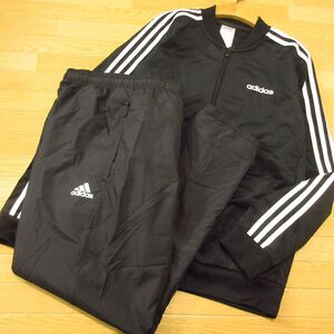 ◎美品！M 上下セット！adidas アディダス◆厚手 裏起毛 ジャージジャケット&ナイロンパンツ 秋冬！◆メンズ 黒◆BA1407