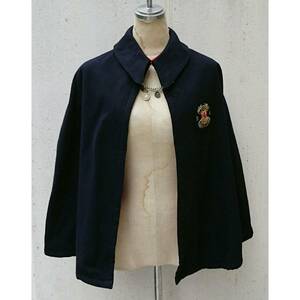 ヨーロッパヴィンテージ LONDON SCOTTISH Cape vintage ケープ ポンチョ マント アウター ネイビー レッド 赤 紺 古着 ヴィンテージ LV129