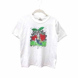 アナスイ ANNA SUI Tシャツ カットソー クルーネック プリント 半袖 S 白 ホワイト /YK レディース