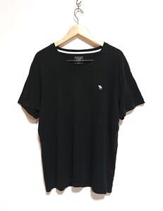 h522gg Abercrombie & Fitch(アバクロンビー & フィッチ) サイズXL 半袖Tシャツ 黒 メンズ ＶネックTシャツ かっこいい おしゃれ ロゴ